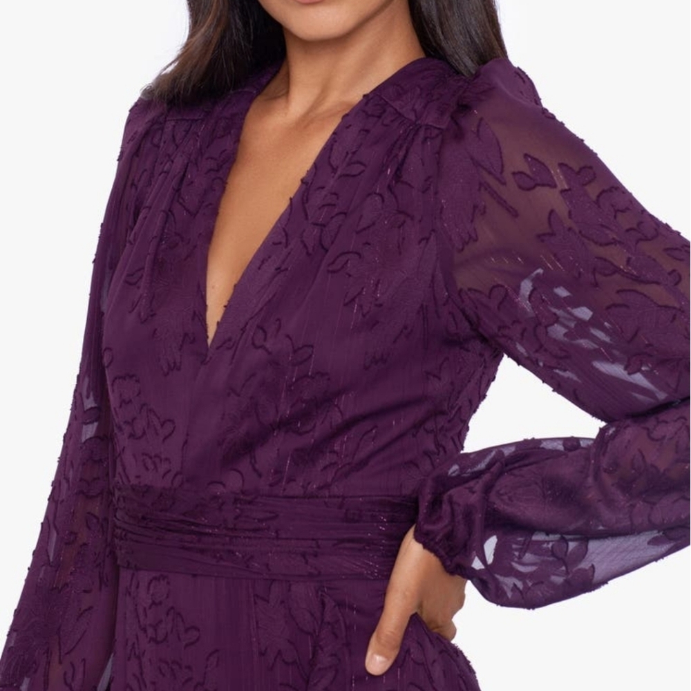 NWT XSCAPE | $268 Jacquard Long Sleeved Gown - Picture 3 of 3